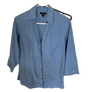 Lands End Blue Shirt - Hidden Buttons